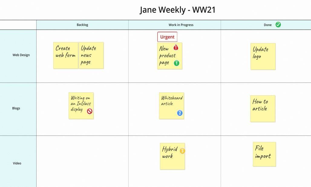 Plan with weekly online whiteboard - hybrid whiteboard