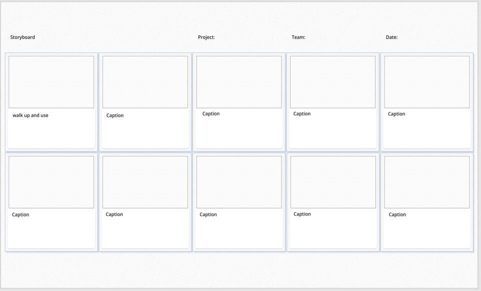 Online whiteboard storyboard template