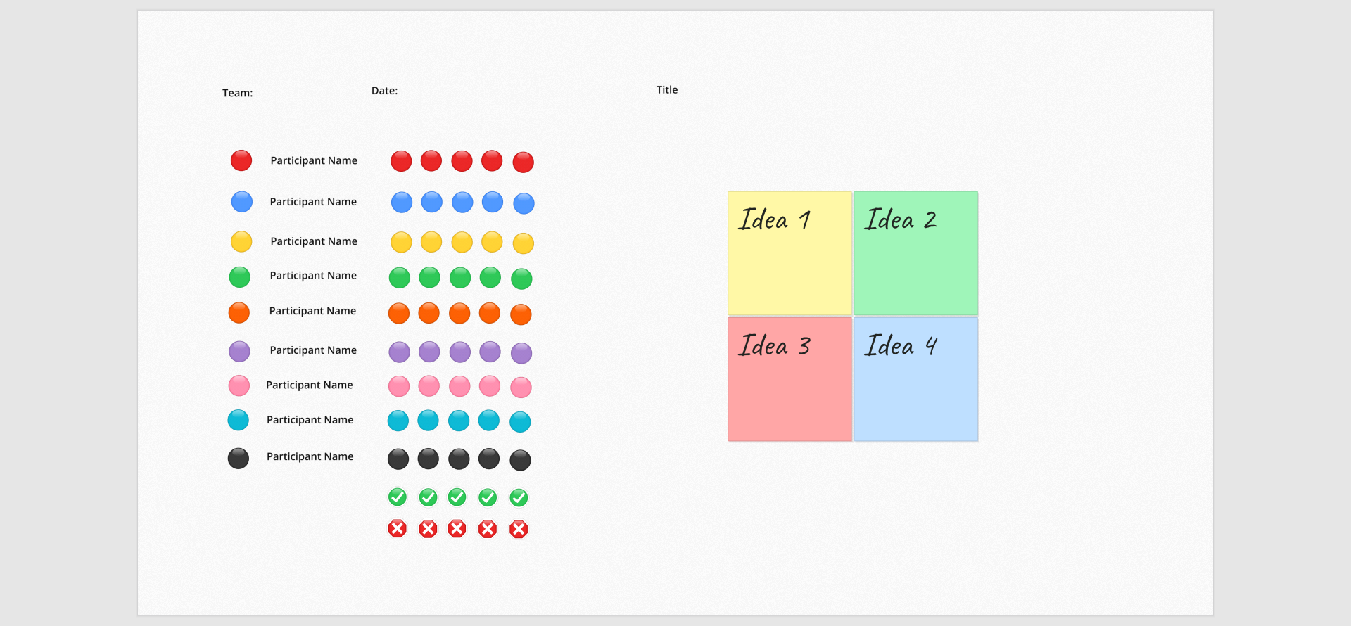 Whiteboard template brainstorming